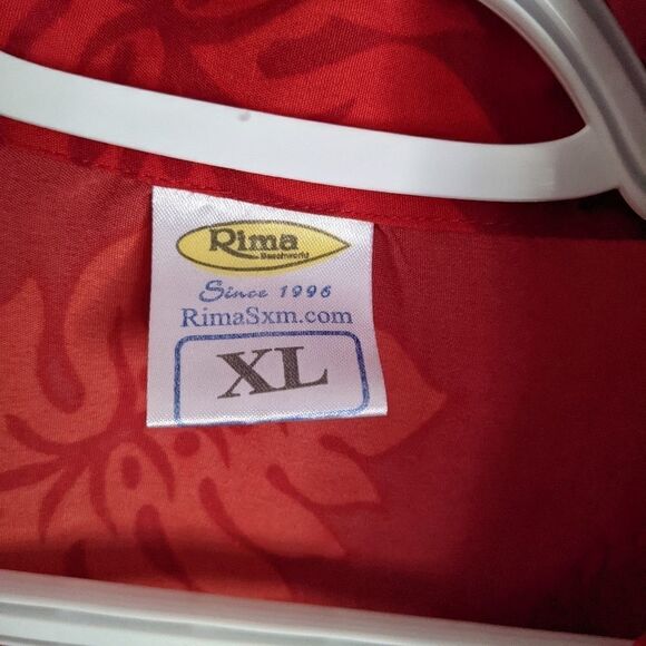 Rima Red Tropical Flowers Parrot Hawaiian Style Button Down Shirt Size XL @Z - Picture 5 of 10